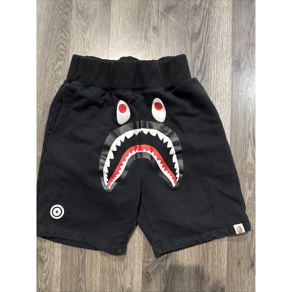 BAPE Shark Sweat Shorts Black A Bathing Ape Youth Extra Large
